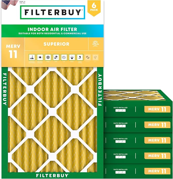 Filterbuy 12x20x2 Air Filter MERV 11 Superior Pet & Allergy Defense, by Filterbuy