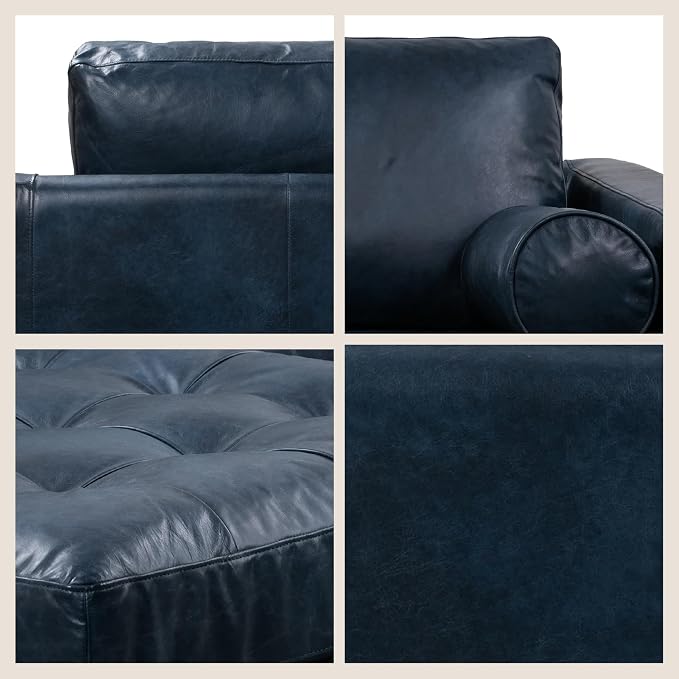 Poly & BARK Napa 104.5" Left-Facing Sectional Sofa – Midnight Blue Full-Grain - Image 6