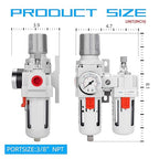 NANPU 3/8" NPT Compressed Air Filter Regulator Lubricator Combo Water/Oil Trap - Image 3