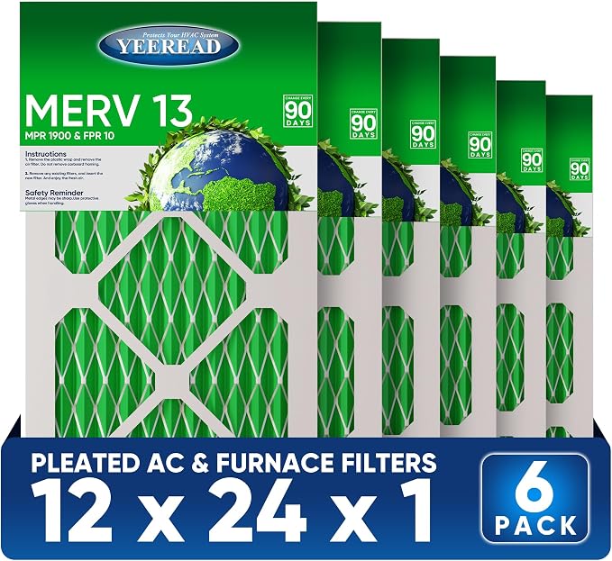 12x24x1 MERV 13 Air Filters, Actual Size: 13.70” x 23.70” x 0.75”, Pleated by Unknown