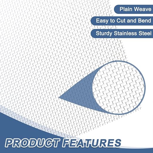 uxcell 16 Mesh 79" x 12" Woven Wire Mesh, 304 Stainless Steel Air Vent Filter - Image 3