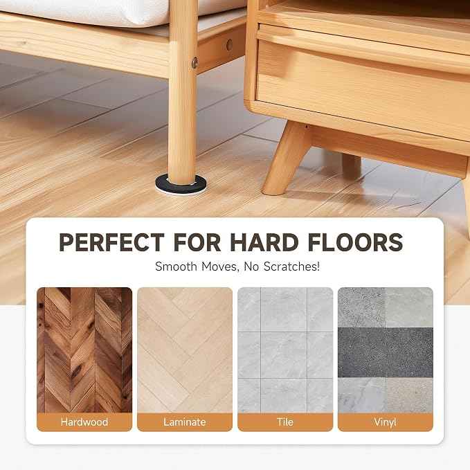 CO-Z 16pcs Felt Furniture Sliders