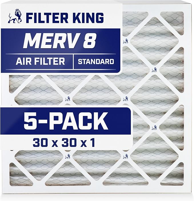 Filter King 30x30x1 Air Filter | 5-PACK | MERV 8 HVAC Pleated A/C Furnace by FilterKing