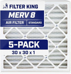 Filter King 30x30x1 Air Filter | 5-PACK | MERV 8 HVAC Pleated A/C Furnace by FilterKing