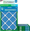 Filterbuy 16x25x1 Air Filter MERV 13 Optimal Smoke & Allergy Defense, by Filterbuy