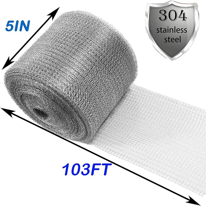 Wire Mesh Hole Fill Fabric 5 in X 103Ft, Weep Holes Filler and Covers, Upgraded - Image 2