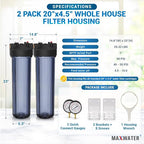 Max Water 20" x 4.5" Whole House Water Filter Housing – Fits Standard Large - Image 2