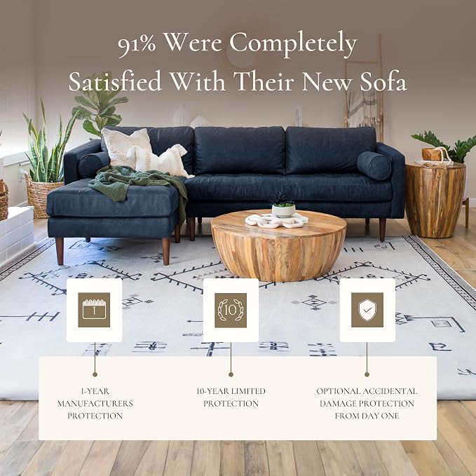 Poly & BARK Napa 104.5" Left-Facing Sectional Sofa – Midnight Blue Full-Grain - Image 7