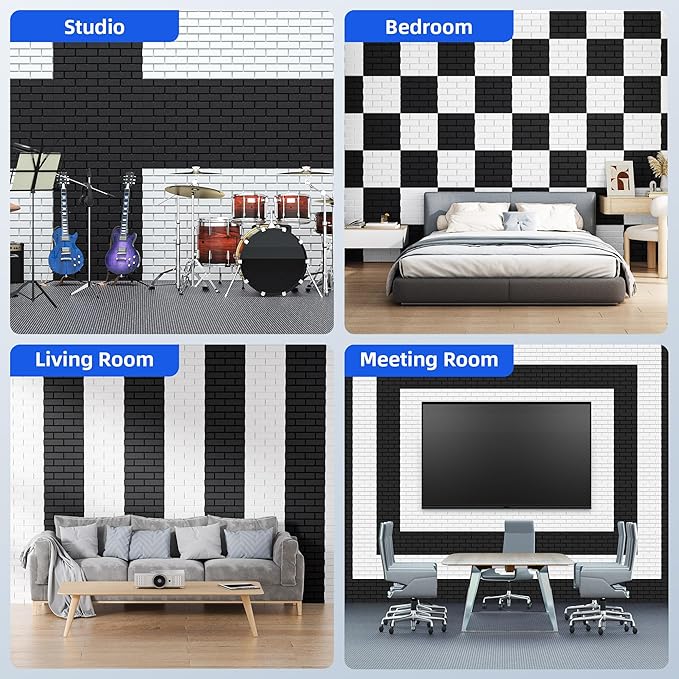 12 Pack Acoustic Panels with Self Adhesive, Soundproof Wall Panels, Brick Sound - Image 5