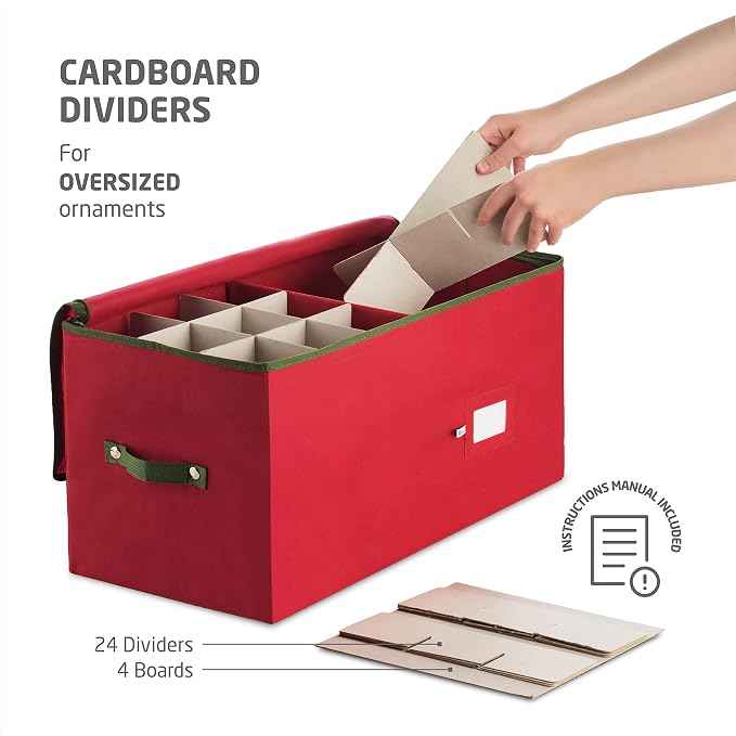 ZOBER Large Christmas Ornament Storage Box