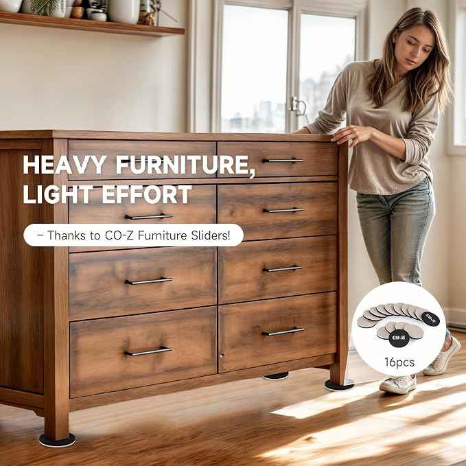 CO-Z 16pcs Felt Furniture Sliders