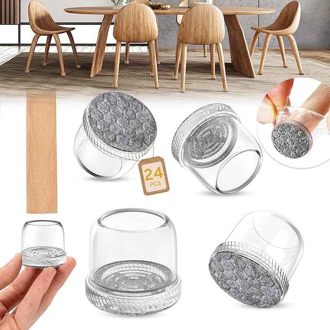 24PCS Extra Small Chair Leg Floor Protectors, Furniture Sliders, Chair Leg