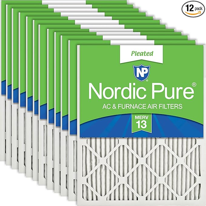 Nordic Pure 12x20x1 Pleated MERV 13 Air Filters 12 Pack by NordicPure