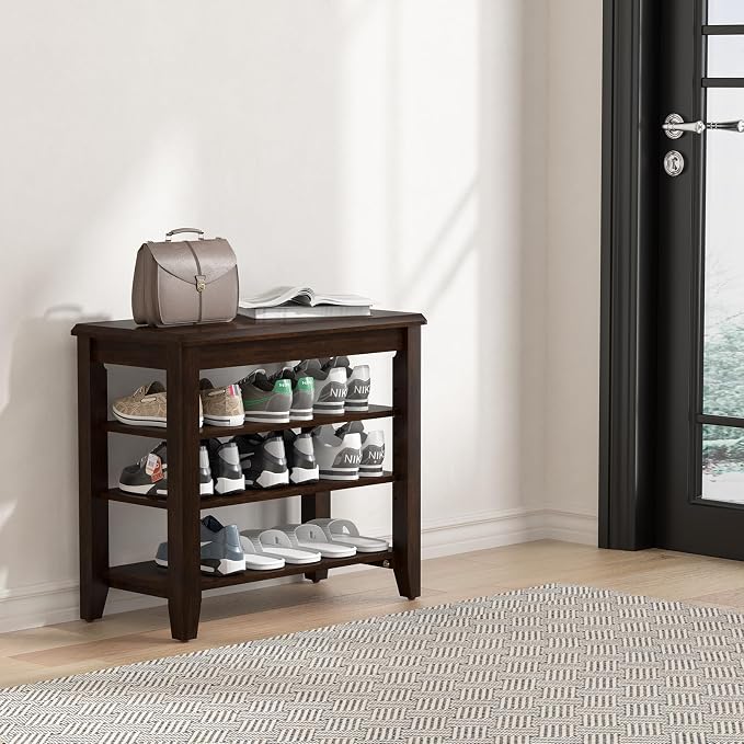 Shoe Bench Storage Rubberwood, Entryway Bench - Image 9