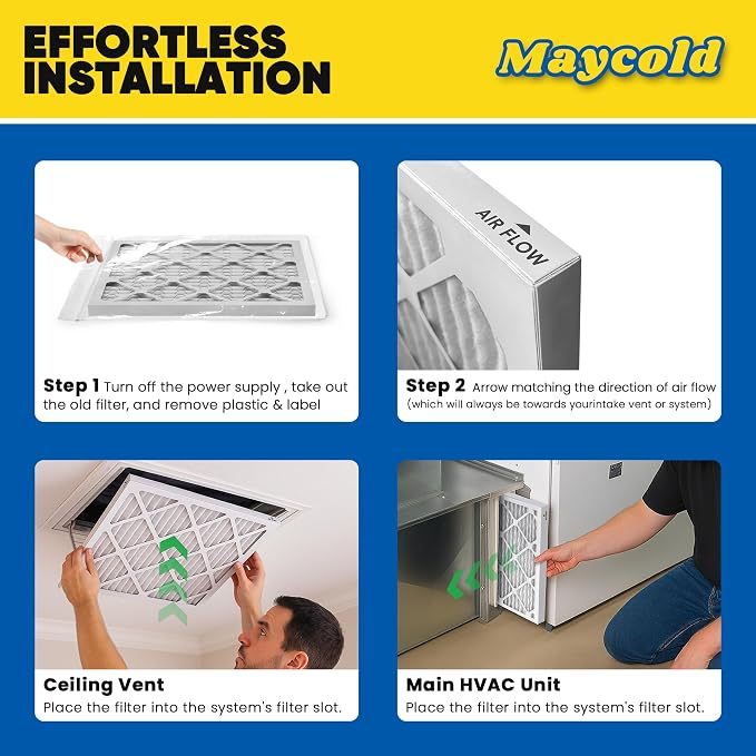 Maycold MERV 8 10x10x1 Furnace Air Filters, Pleated HVAC AC Filters – Actual - Image 7