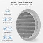 calimaero® WSGG 5" Inch Gray Round Metal Air Vent Grill Cover Flat Louver - Image 3