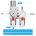 NANPU 3/8" NPT Compressed Air Filter Regulator Lubricator Combo Water/Oil Trap - Image 5