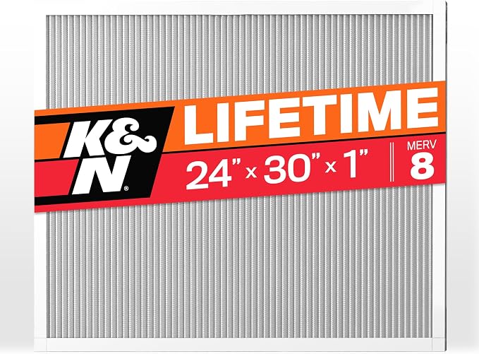 K&N 24X30X1 HVAC Furnace Air Filter, Lasts a Lifetime, Merv 8, the Last HVAC by KNEngineeringInc
