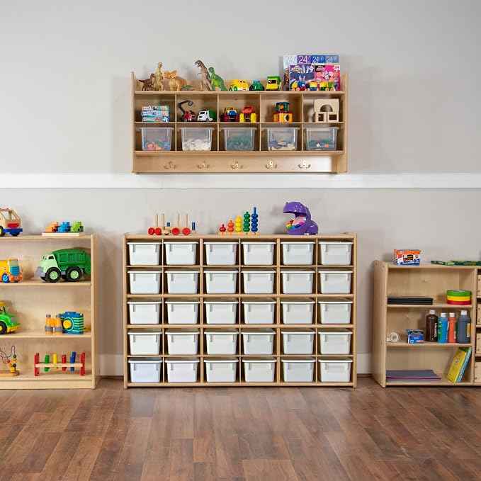 Wood Designs Cubby Storage Bin, Heavy Duty Plastic Containers