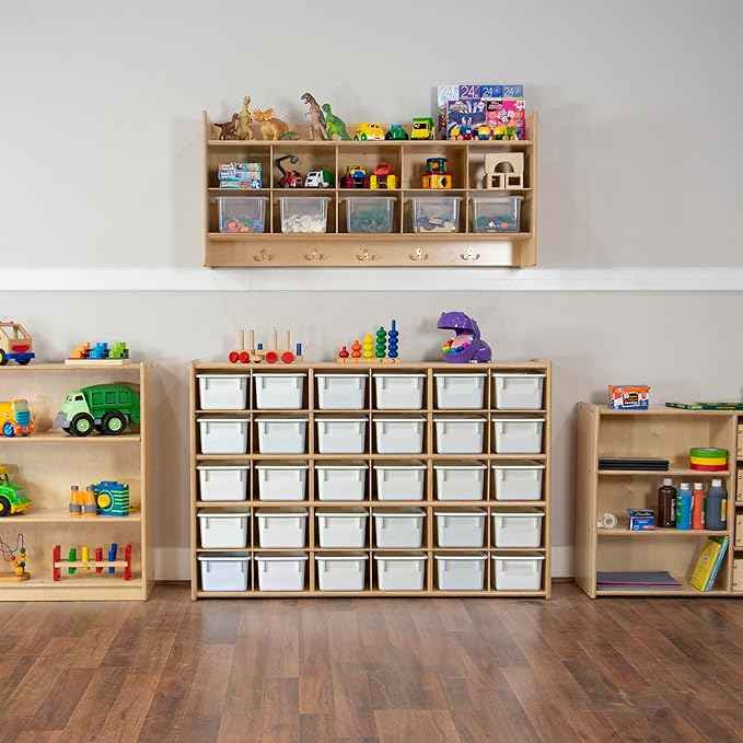Wood Designs Cubby Storage Bin, Heavy Duty Plastic Containers