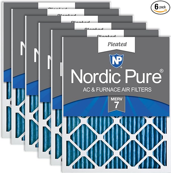 Nordic Pure 18x18x1 Pleated MERV 7 Air Filters 6 Pack by NordicPure