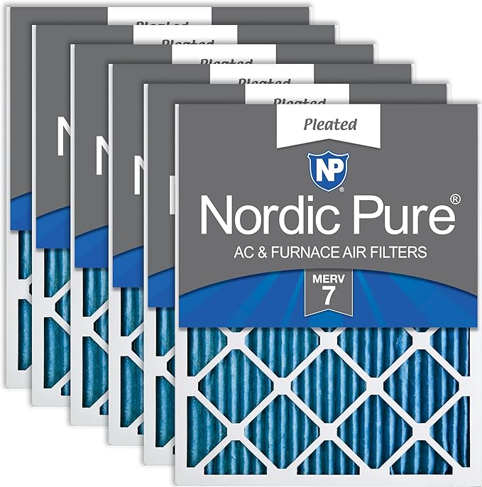 Nordic Pure 12x12x1 Pleated MERV 7 Air Filters 6 Pack by NordicPure