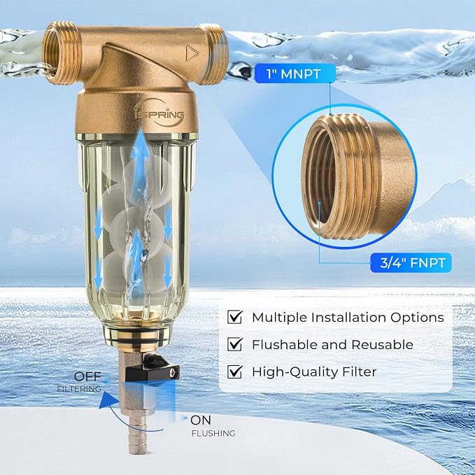 iSpring WSP-1000SL Reusable Whole House Spin Down Sediment Water Filter - Image 4