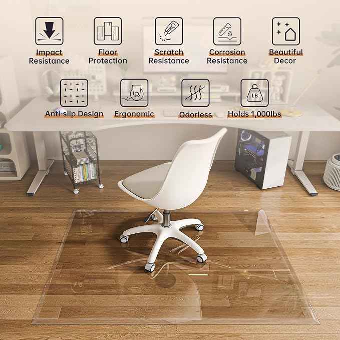 36“ x 36” Beveled Edge Glass Chair Mat