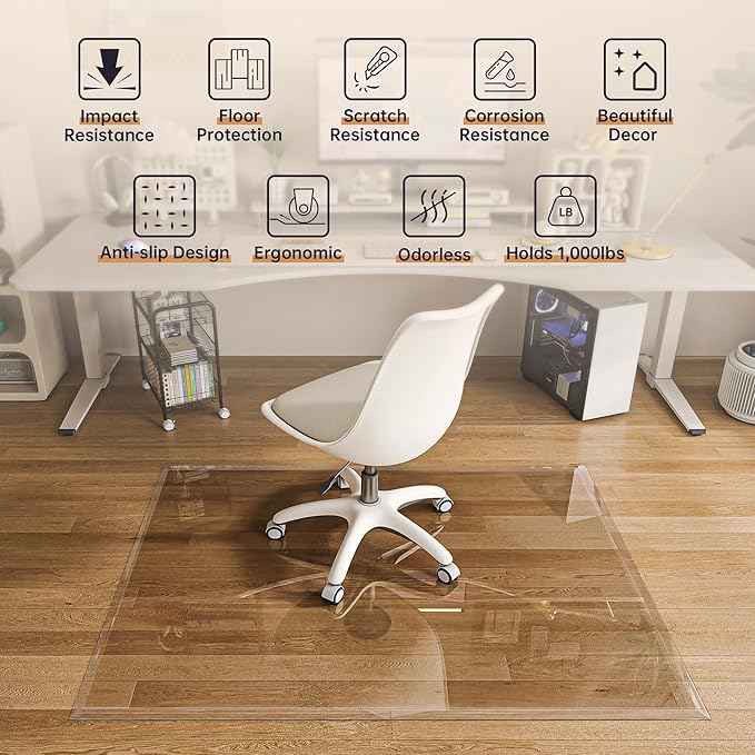 48“ x 36” Beveled Edge Glass Chair Mat