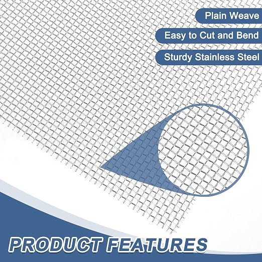 uxcell 10 Mesh 118" x 10" Woven Wire Mesh, 316 Stainless Steel Air Vent Filter - Image 3