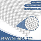 uxcell 14 Mesh 79" x 10" Woven Wire Mesh, 316 Stainless Steel Air Vent Filter - Image 3
