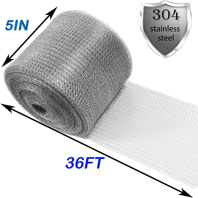 Wire Mesh for Mice Control 5 in X 36Ft, Hole Fill Fabric, Weep Holes Covers - Image 2