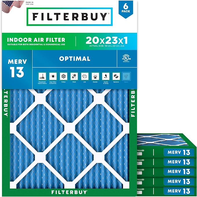 Filterbuy 20x23x1 Air Filter MERV 13 Optimal Smoke & Allergy Defense, by Filterbuy