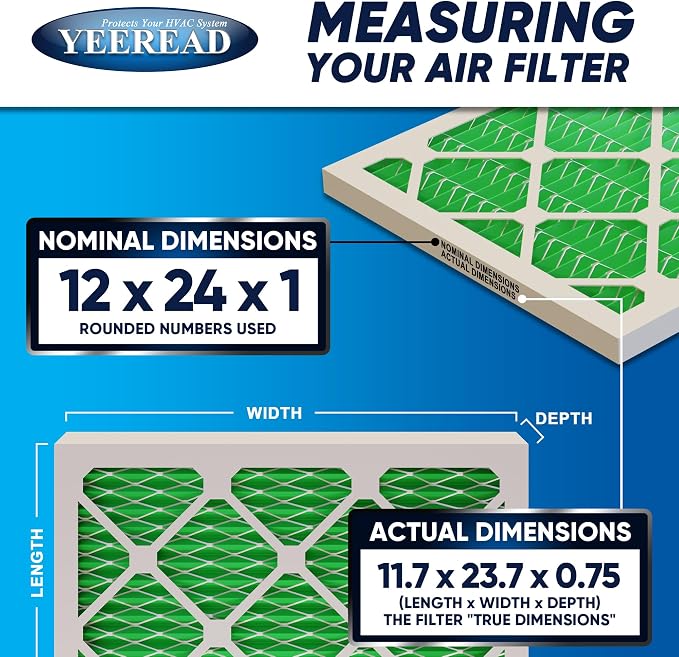 12x24x1 MERV 13 Air Filters, Actual Size: 13.70” x 23.70” x 0.75”, Pleated - Image 2