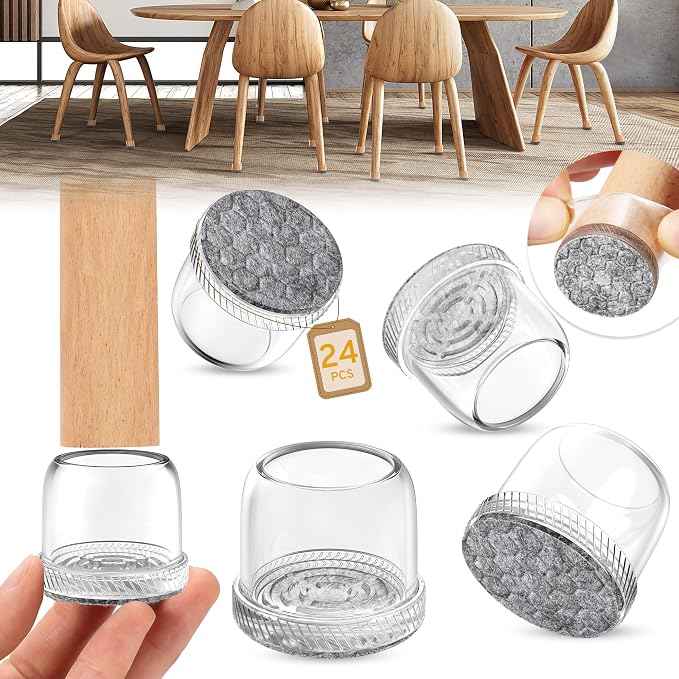 24PCS Round Chair Leg Floor Protectors, Furniture Sliders, Chair Leg Protectors