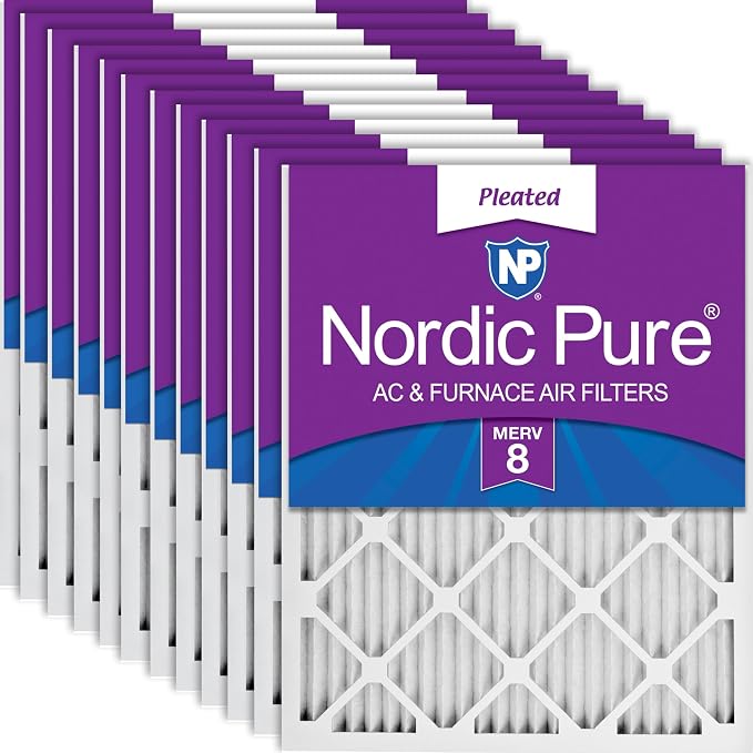 Nordic Pure 20x20x1 Pleated MERV 8 Air Filters 12 Pack by NordicPure
