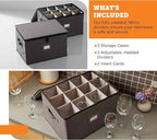 storageLAB Wine Glass Storage Containers, Hard Shell Organizer