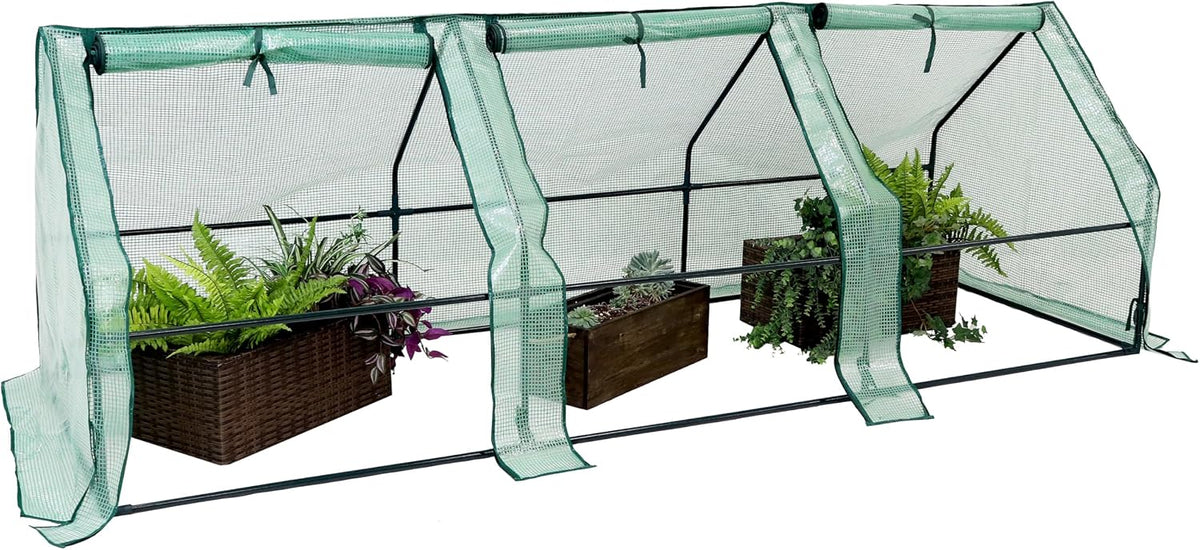 Sunnydaze Outdoor Portable Mini Cloche Greenhouse with 3 Zipper Doors