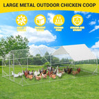 9.8X19.7x6.6FT, Large Walk in Chicken Run Pen Cage, Metal Coop Clearance - Image 6