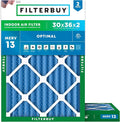 Filterbuy 30x36x2 Air Filter MERV 13 Optimal Smoke & Allergy Defense, by Filterbuy
