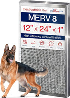 12x24x1 Electrostatic Air Filter, MERV 8, Reusable Furnace AC/HVAC Filter by LifeSupplyUSA