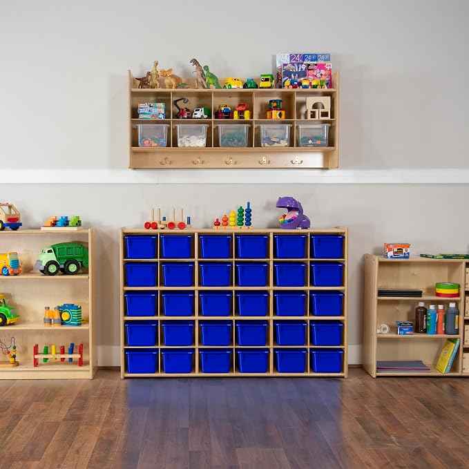 Wood Designs Cubby Storage Bin, Heavy Duty Plastic Containers