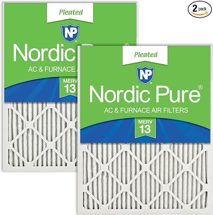 Nordic Pure 20x25x1 Pleated MERV 13 Air Filters 2 Pack by NordicPure