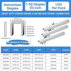 meite T-50 Heavy Duty Staples, 1/2 Inch Galvanized T-50 Staples - Image 2