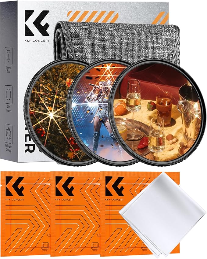 K&F CONCEPT 55mm Star Filters Kit 4 Points 6 Points 8 Points Cross Screen by KFCONCEPT