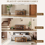 Rubber Wood Shoe Bench with Storage, Flip-Top Soft-Close Lid, Adjustable Shelves - Image 9