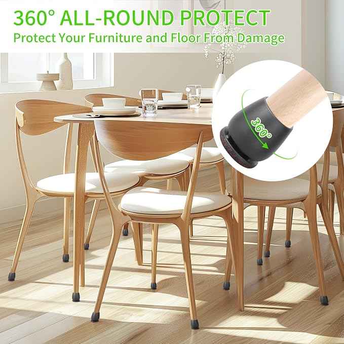 16PCS Small Chair Leg Floor Protectors, Metal Chair Leg Caps Covers Silicone