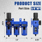 NEWPO 3/8'' NPT Compressed Air Filter Regulator Lubricator Combo Water/Oil Trap - Image 2