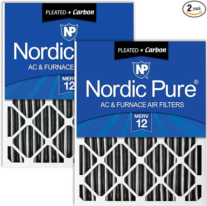 Nordic Pure 16x24x4 Pleated Air Filter MERV 12 Plus Carbon 2 Pack by NordicPure