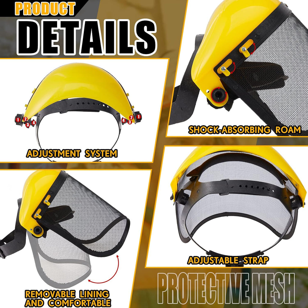 8 Pcs Mesh Face Shield for Weed Whacking Mower Protection, Yellow